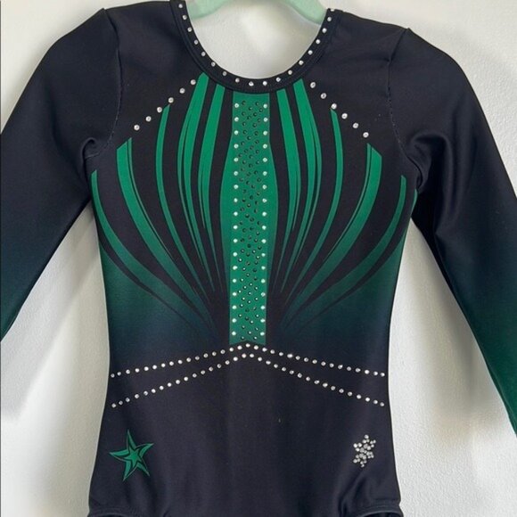 Snowflake Designs Competition Leotard in Black / Green - XS - Picture 3 of 6